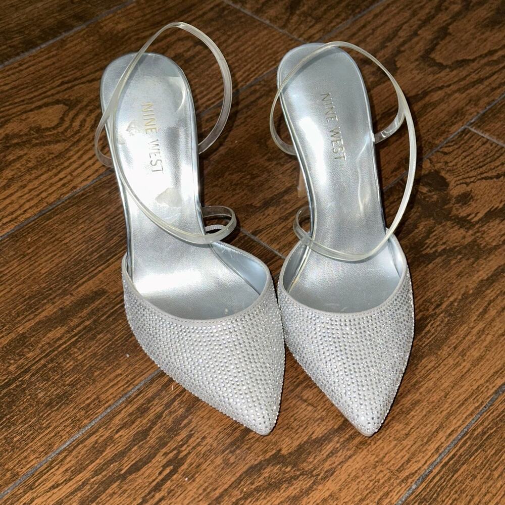 Nine West Silver Pointed Closed Toe Slip On Stiletto Pumps